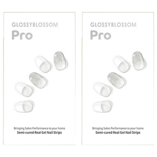 GLOSSYBLOSSOM Baking 美甲貼紙 Set 28入, 永恆白款, 2組