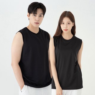 CARET 機能性快乾涼感無袖T恤, 黑色