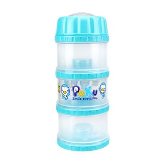 PUKU 藍色企鵝 獨立大三層PP奶粉盒 輕巧安全材質 沖泡使用方便 乾淨衛生, 水藍, 1組
