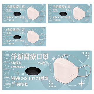 淨新科技 成人4D醫療口罩, 25片, 4盒, 鐵灰色