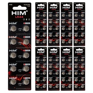 HIM 鹼性鈕扣電池 LR44, 10入, 9個