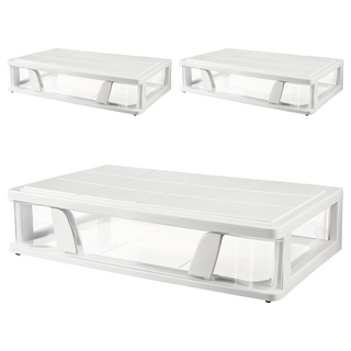 抽屜式床底收納箱 優質PP材質 居家辦公適用, 白色, 3個