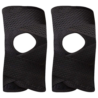 半月板運動護膝 第4代, 黑色, 2個