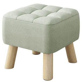Mega 加厚坐感實木小矮凳 亞麻布, 米白色, 1個