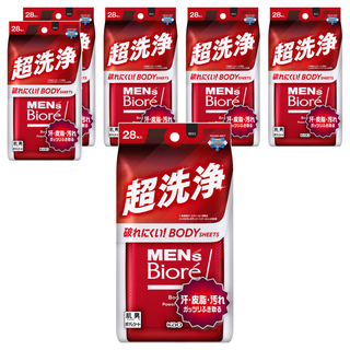 MEN'S Biore 男性身體用濕巾 超洗淨款 28片, 6包, 284ml