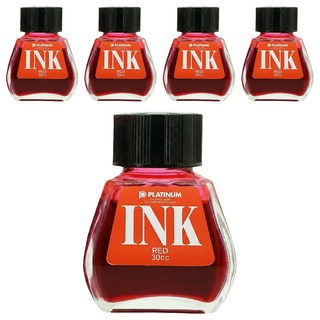 PLATINUM 白金牌 鋼筆專用墨水 INK-400 30ml, 紅色, 5罐