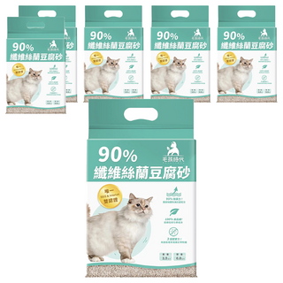 PetsTimes 毛孩時代 90%纖維絲蘭豆腐砂 6L, 2.5kg, 6包, 無香味