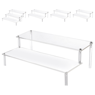 收納部屋 壓克力展示架 30cm 透明色 6個 - 公仔展示架/階梯展示架/桌上收納