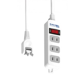 POLYWELL 2孔電源延長線 15尺(450cm) 1切3座 PW15-T05-A021, 白色, 1條