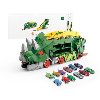 PLAYMAX Wagu Wagu 恐龍射擊車運輸車 恐龍汽車 + 迷你車 12件組, 綠色, 1套