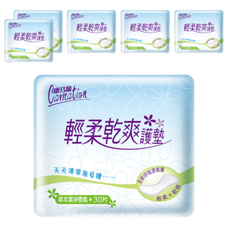 康乃馨 輕柔乾爽護墊 草本潔淨香氛, 15cm, 30片, 6包