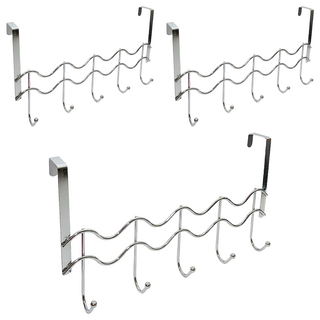 MH 家居 波浪型門後架 掛勾架 85 x 32 x 30cm, 不鏽鋼色, 3個