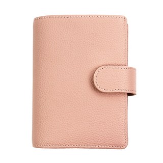 RFID真皮頭層牛皮護照包 淺粉色 護照位x1 大鈔位x1 卡片位x3 SIM卡位x2 拉鍊袋x1, 14 x 10.5 x 1.5cm