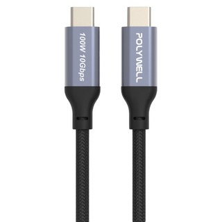 POLYWELL 寶利威爾 USB3.1 Gen2 Type-C 高速傳輸充電線 PW15-W45-M191, 1m, 黑色, 1條