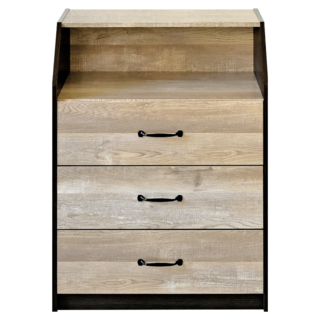 HOPMA 合馬家具 斜角開放式三抽收納櫃 B-BE309BKNT-R, 黑胡桃配仿古木, 1個