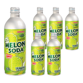 SANGARIA 鋁罐彈珠汽水 哈密瓜風味, 500g, 6瓶