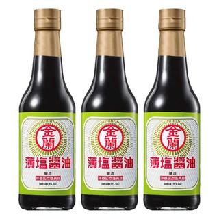 金蘭 薄鹽醬油 減鹽香馥 台灣製造, 500ml, 3瓶