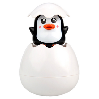 OhBabyLaugh 愛笑寶 洗澡玩具 噴水蛋 9 x 9.5~14.5cm 3歲以上, 黑色企鵝, 1個
