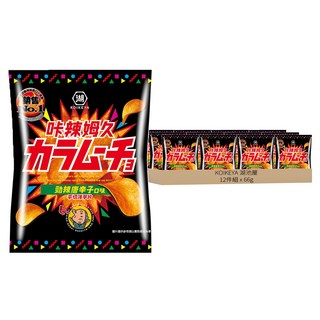 KOIKEYA 湖池屋 咔辣姆久 平切洋芋片 勁辣唐辛子, 66g, 12包