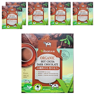 Vilson 米森 真單純 有機熱可可 黑巧克力, 無添加, 43%頂級可可粉, 30g, 8包, 6盒