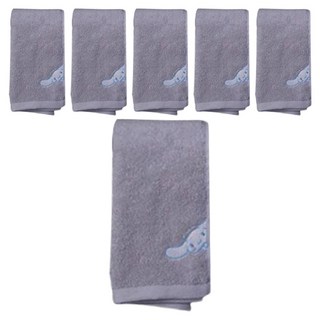 YOUNGSHIN TOWEL 三麗鷗角色洗臉毛巾 170g 30支棉紗, 銀色, 6個