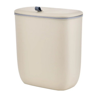 日本SP SAUCE 壁掛式滑蓋垃圾桶 廚房專用 門板掛置設計 免彎腰 省時省力, 米色