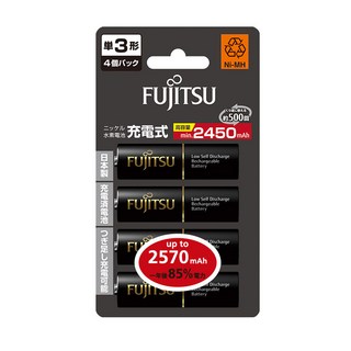 FUJITSU 富士通充電電池 HR-3UTHC 4B 高容量min.2450mAh 一年後up to 2570mAh 85%, 4顆, 1組
