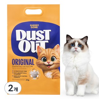 쉬즈곤 먼지아웃 벤토나이트 고양이 모래, 6kg, 2개, 무향