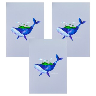 conifer 綠的事務 柔伊插畫Ⅳ 膠裝易撕筆記/學生薄本筆記本 3925-24 25K 方格款, 鯨之綠洲, 3本