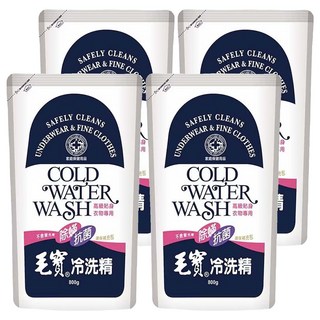 毛寶 除蟎抗菌冷洗精補充包 有效抑菌除臭 溫柔護理衣物 無添加螢光劑, 800g, 4包