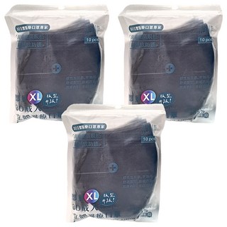 JUN 郡昱 3D成人立體醫療 XL, 10入, 3包, 紳士藍