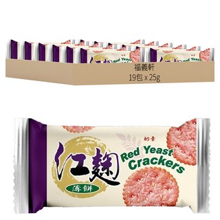 福義軒 紅麴薄餅, 100%純天然紅麴精製, 奶素, 25g, 19包