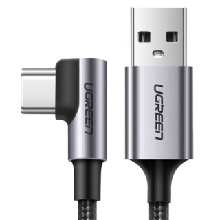 UGREEN 綠聯 USB-A-Type-C 金屬編織L型電競專用版 快充傳輸線, 0.5m, 金屬編織, 1條