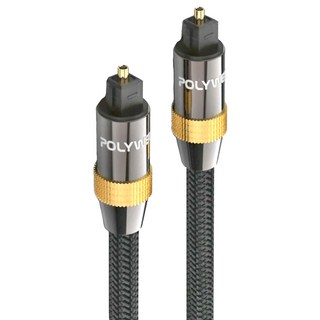 POLYWELL 寶利威爾 Toslink數位光纖線 公對公 SPDIF 音源線 PW15-W25-B003, 鈦灰色 + 金色 + 黑色, 1條, 3m