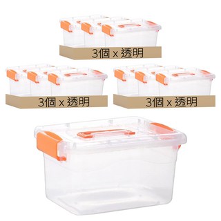 透明手提收納箱 4.9L, 透明, 9個