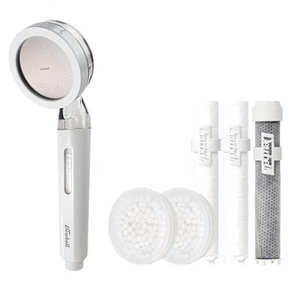 Dewbell Wise Eye 蓮蓬頭 + 蓮蓬頭濾芯 2入 + 沉積物濾芯 2入 + 活性碳濾芯 1入, 1組, 白色