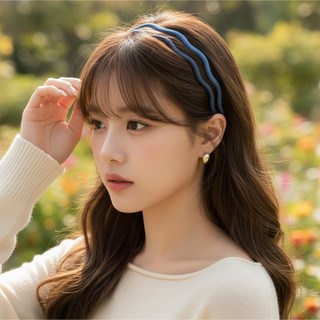 미다미 데일리 웨이브 데님 헤어밴드 2p