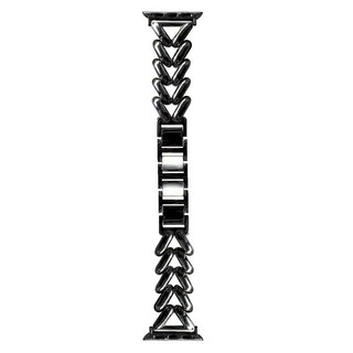 DAYA 率性金屬魚骨個性錶帶 大方扣設計 輕鬆調整手圍 Apple Watch, 搖滾黑, 1條