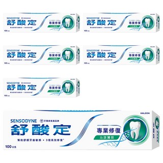 SENSODYNE 舒酸定 專業修復抗敏牙膏 沁涼薄荷, 100g, 6條