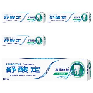 SENSODYNE 舒酸定 專業修復抗敏牙膏 沁涼薄荷, 100g, 4條