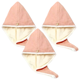 雙層速吸乾髮帽, 粉紅色, 1組