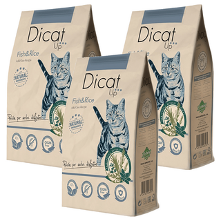 Dicat Up 成貓用 烘培益生 貓糧, 多種魚 + 米, 300g, 3包