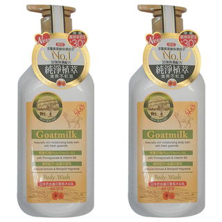 She'S 山羊奶金盞花沐浴乳 天然滋潤配方 含石榴+維他命B3 金盞花香氛, 1L, 2瓶