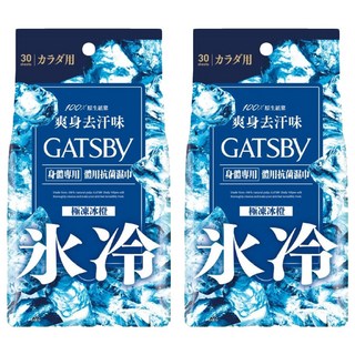 GATSBy 台灣公司貨 體用抗菌濕巾 極凍冰橙 30張, 210g, 2包