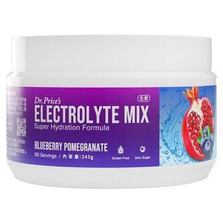 普萊斯博士 電解質罐裝, 藍莓石榴口味 243g, 90份, 補充水分, 1罐