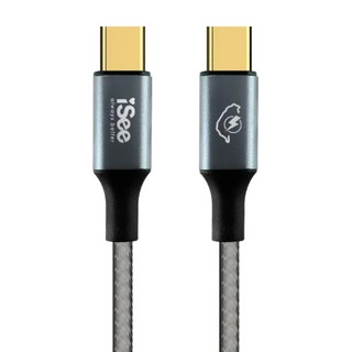 台灣 iSee PD鋁合金充電傳輸線 USB C-C, 1.5m, 灰色, 1條