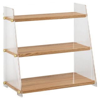 半島良品 北歐透明壓克力三層置物架, 原木, 41 x 上寬10 x 下寬19.5 x 41cm, 3層