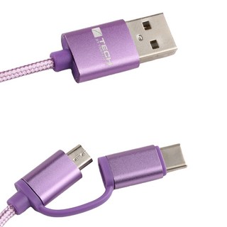 Travel Blue 英國藍旅 USB & Type-C 二合一傳輸線 100cm長度, 紫色, 1條