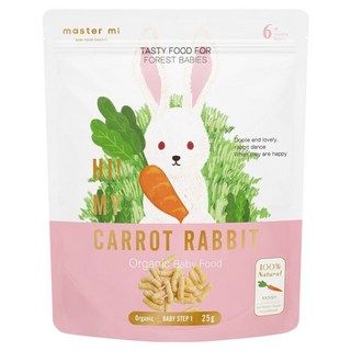 master mi 米大師 有機寶寶蔬菜餅, 蘿蔔兔, 25g, 1包