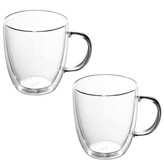 Seven Kitchen 雙層耐熱雙層玻璃馬克杯 480ml, 2個, 透明